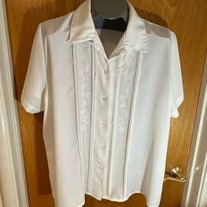 Plus Size Cream Colored Blouse With Detailed Front